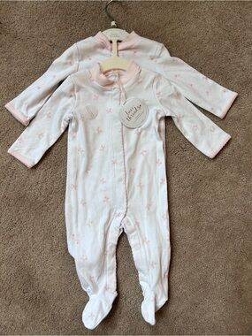 Luxe Threads Cotton Pink Floral Footed One-Piece